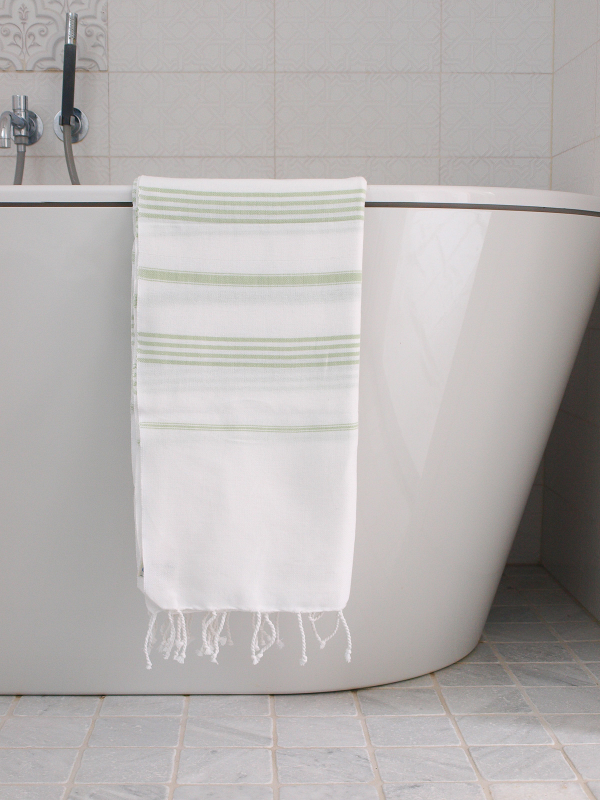hammam towel white/light green